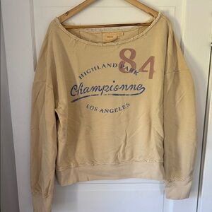Maeve by Anthropologie Women’s Beige Graphic Crew Neck Sweatshirt 100% Cotton